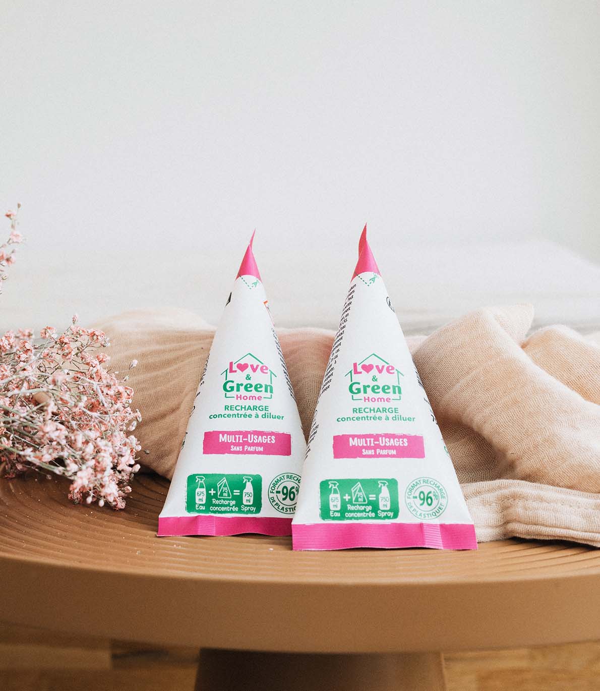 Pack de 2 Recharges concentrées à diluer Multi-usage sans parfum certifiées écodétergent