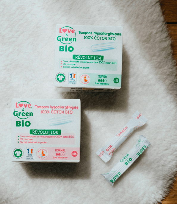 Tampon van 100% biologisch katoen ZONDER applicator - NORMAAL