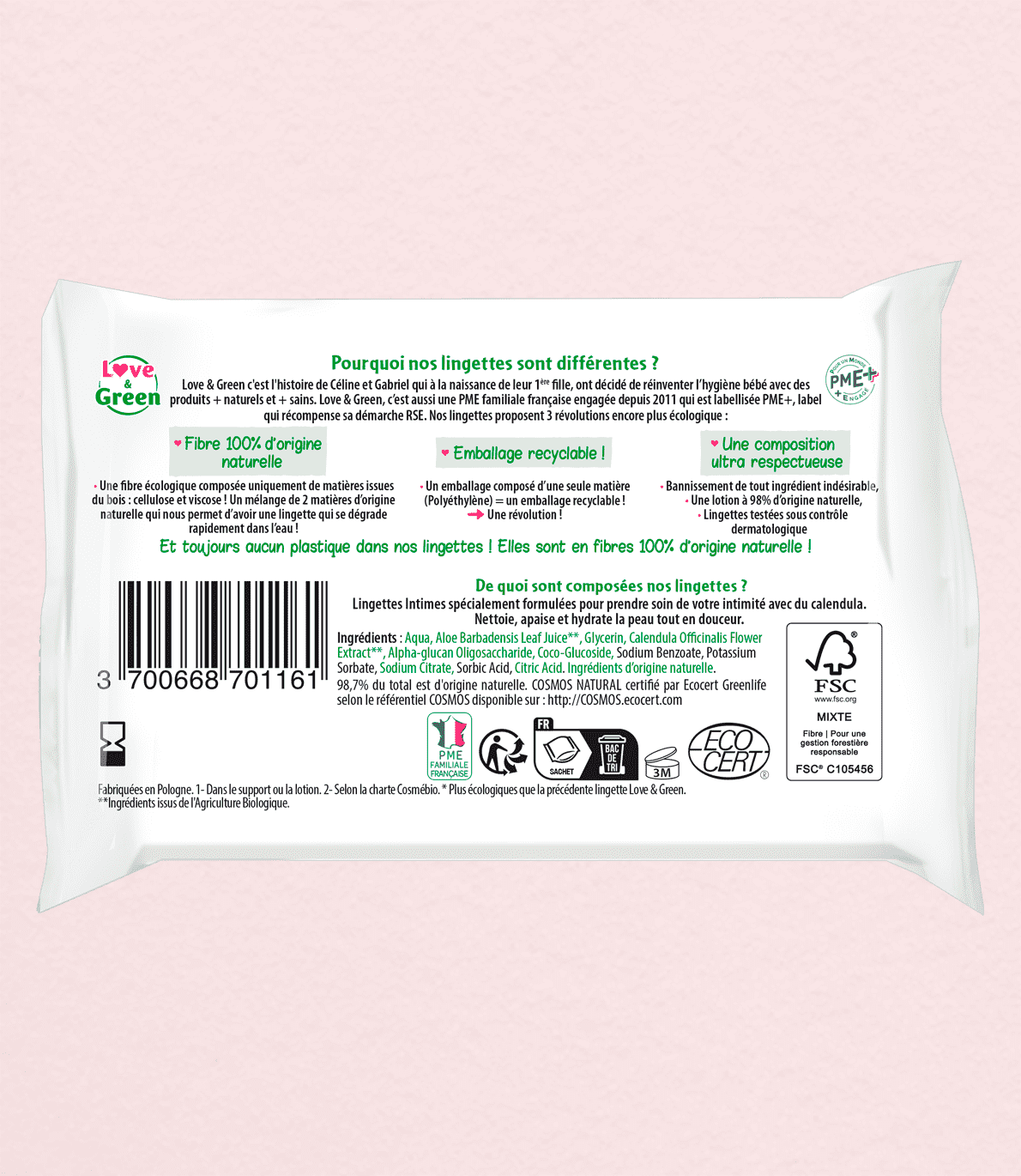 Lingettes Intimes Apaisantes Écologiques