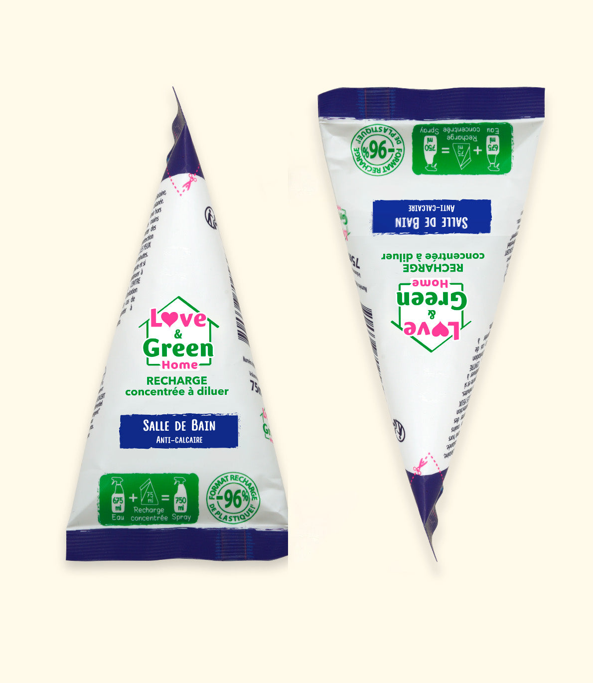 Pack de 2 Recharges concentrées à diluer Salle de bain certifiées écodétergent