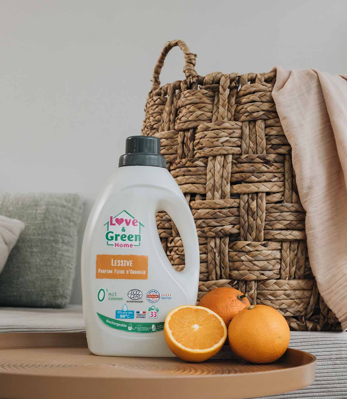 Lessive certifiée Ecodétergent - Parfum fleur d'oranger - 1,5 L