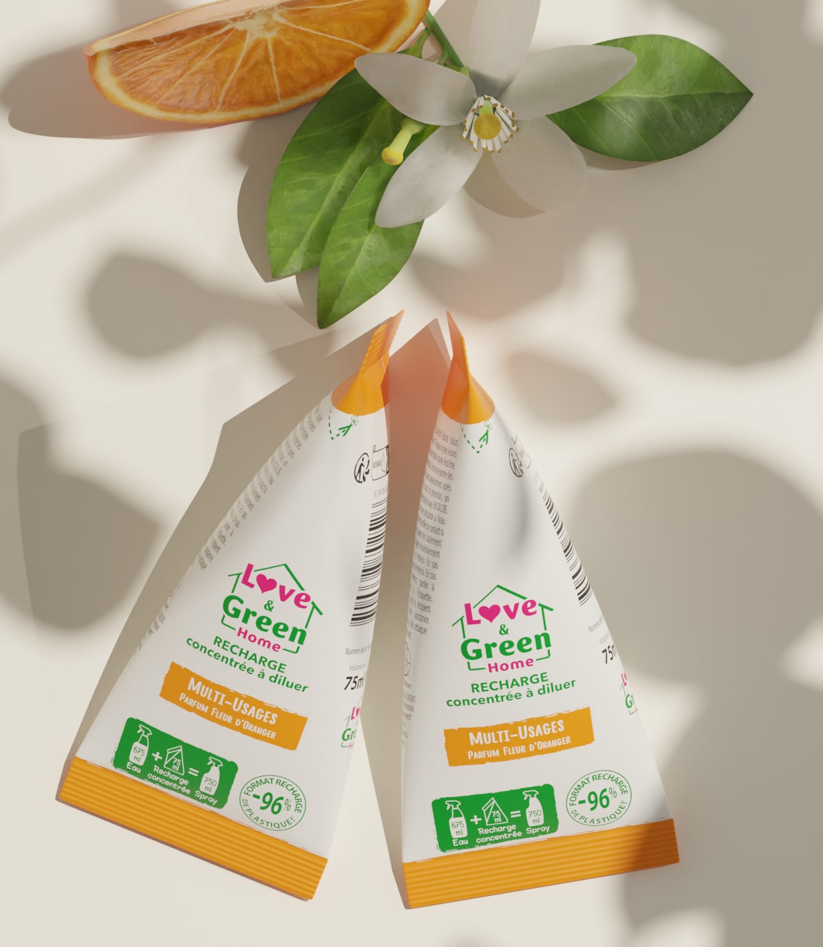 Pakket van 2 geconcentreerde opladen om multi-usage parfum te verdunnen fleur d'orangee gecertificeerde eco-deprecatie