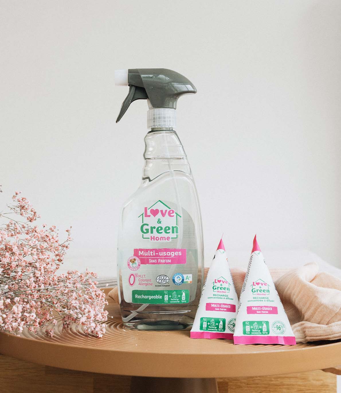 Pack: Fragrance-free multi-use spray certified eco-detergent