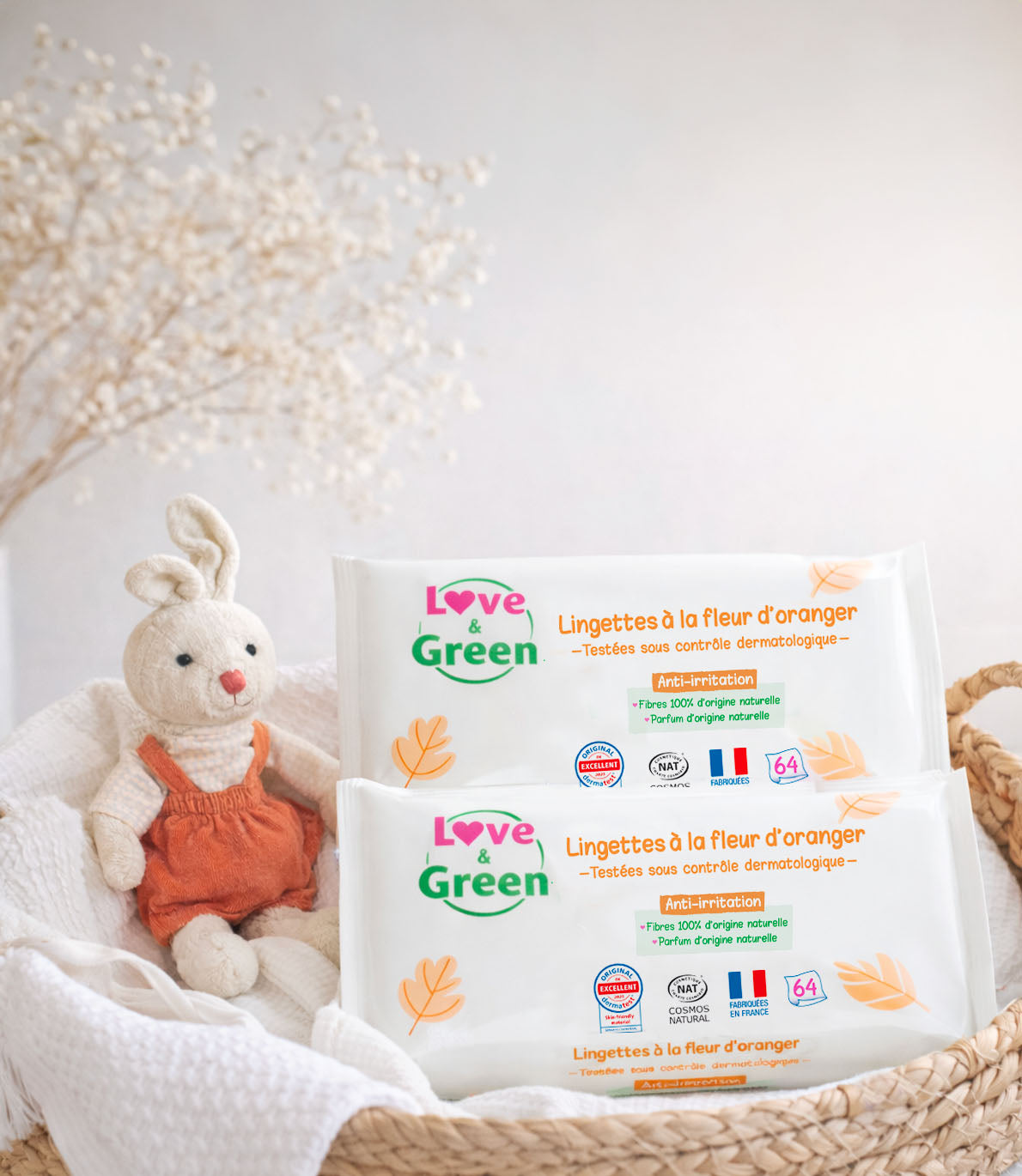 Set van 14 ecologische doekjes met oranjebloesem