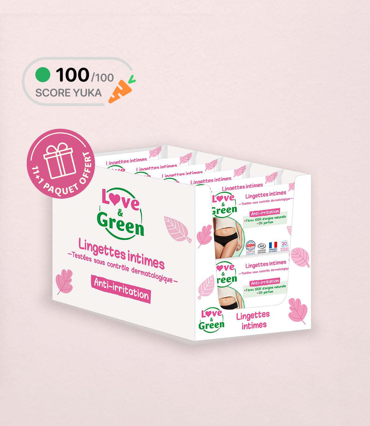 Lot de 12 Lingettes Intimes Apaisantes Écologiques