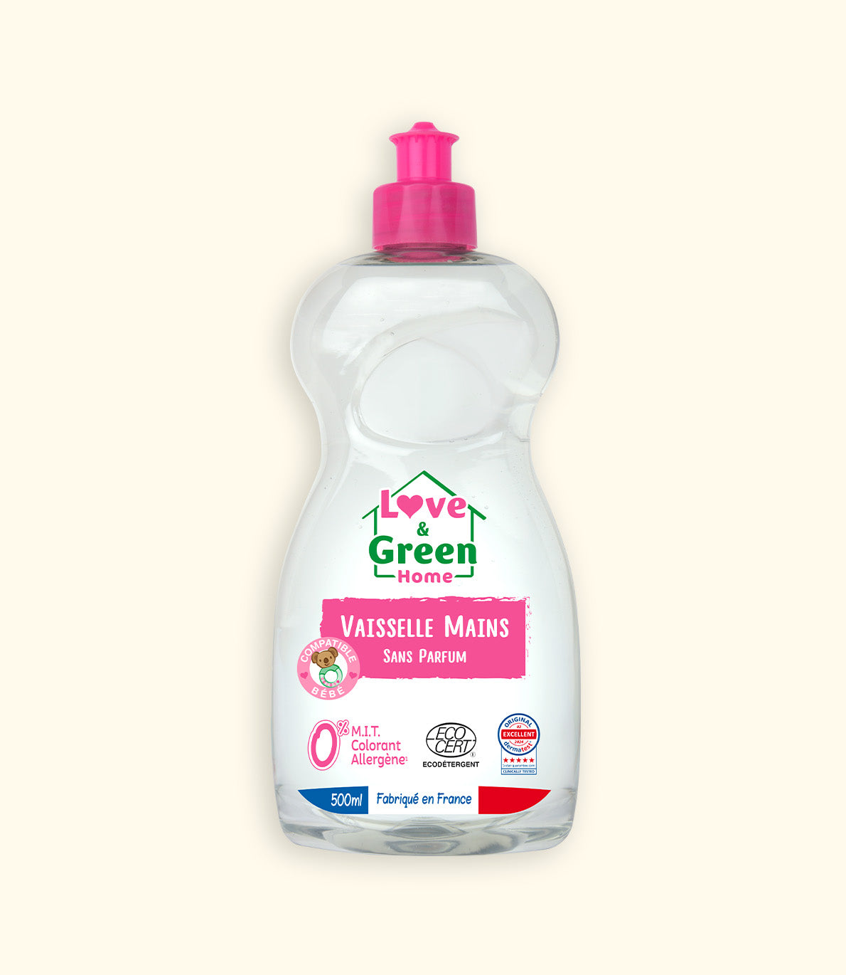 Eco-detergent certified hand dishwashing detergent, Ultra Degreaser - Fragrance-free - 500ml