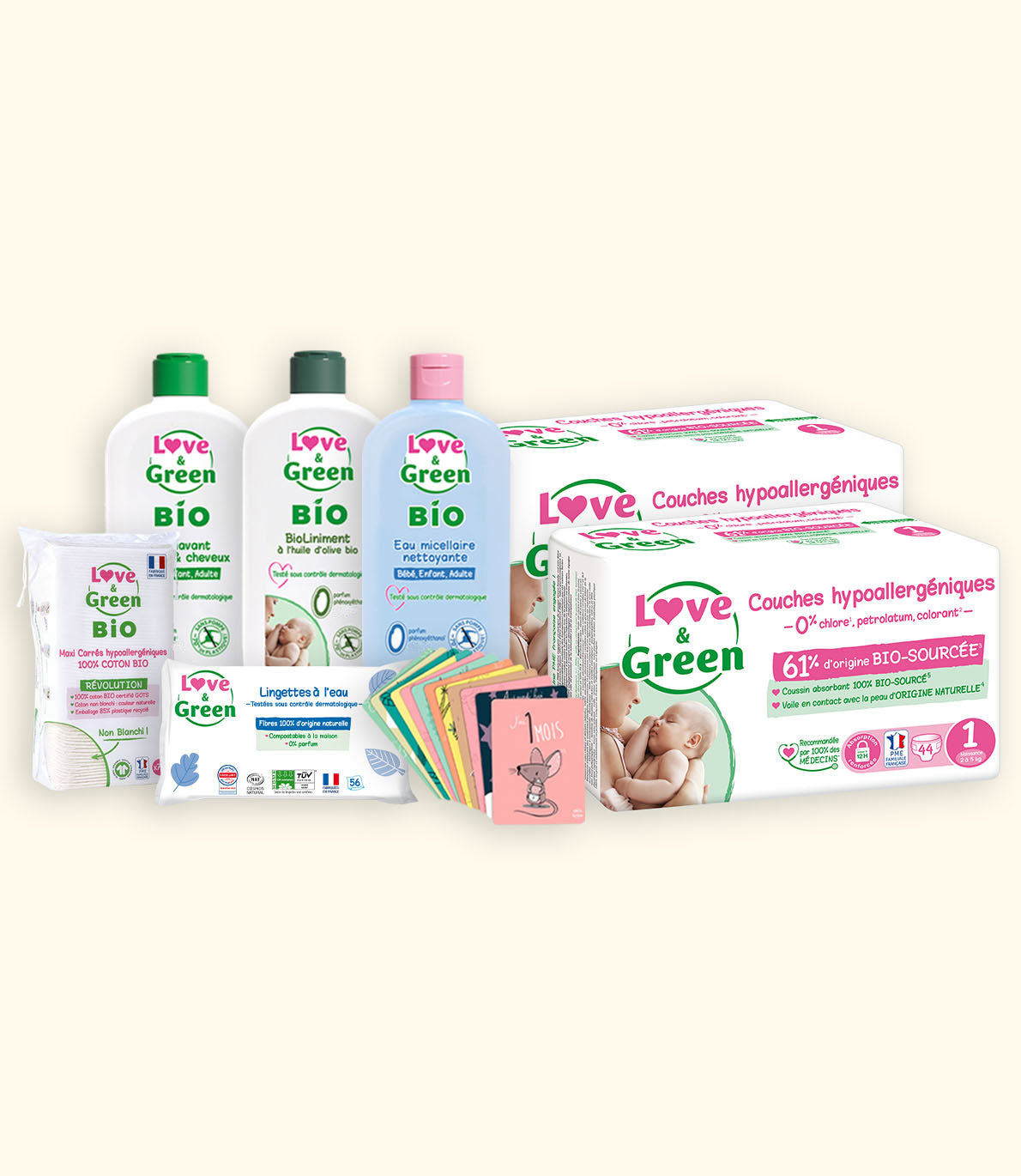 Love & Green - Healthy and eco-friendly baby diapers - Size 1 (2-5kg) - Pack 1 month (138 diapers) - Absorbent, leak-proof and free of unwanted ingredients Love & Green - Healthy and eco-friendly baby diapers - Size 1 (2-5kg) - Pack 1 month (138 diapers) - Absorbent, leak-proof and free of unwanted ingredients
