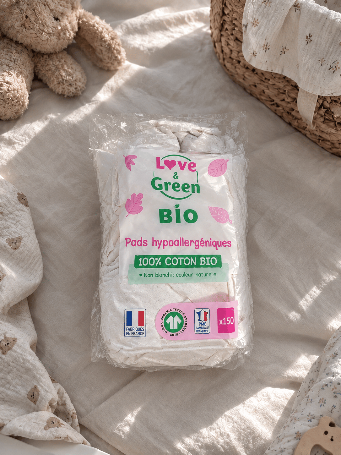 Hypoallergene Maxi-Quadrate aus 100 % BIO-Baumwolle – ungebleicht (Kopie)
