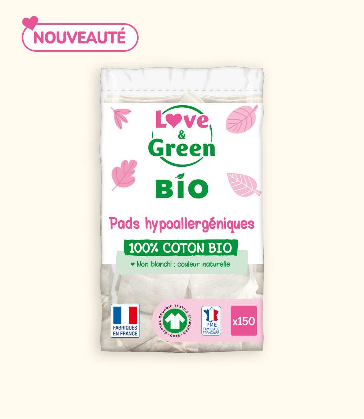 Cotons Pads hypoallergéniques 100% Coton Bio - Non Blanchis