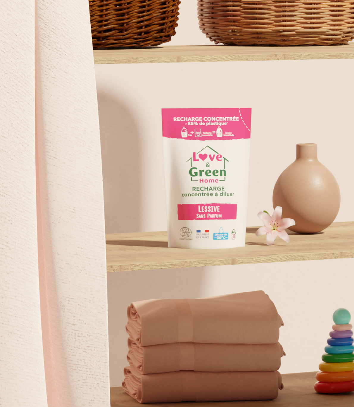 Recharge concentrée à diluer de lessive Sans parfum certifiée Ecodétergent