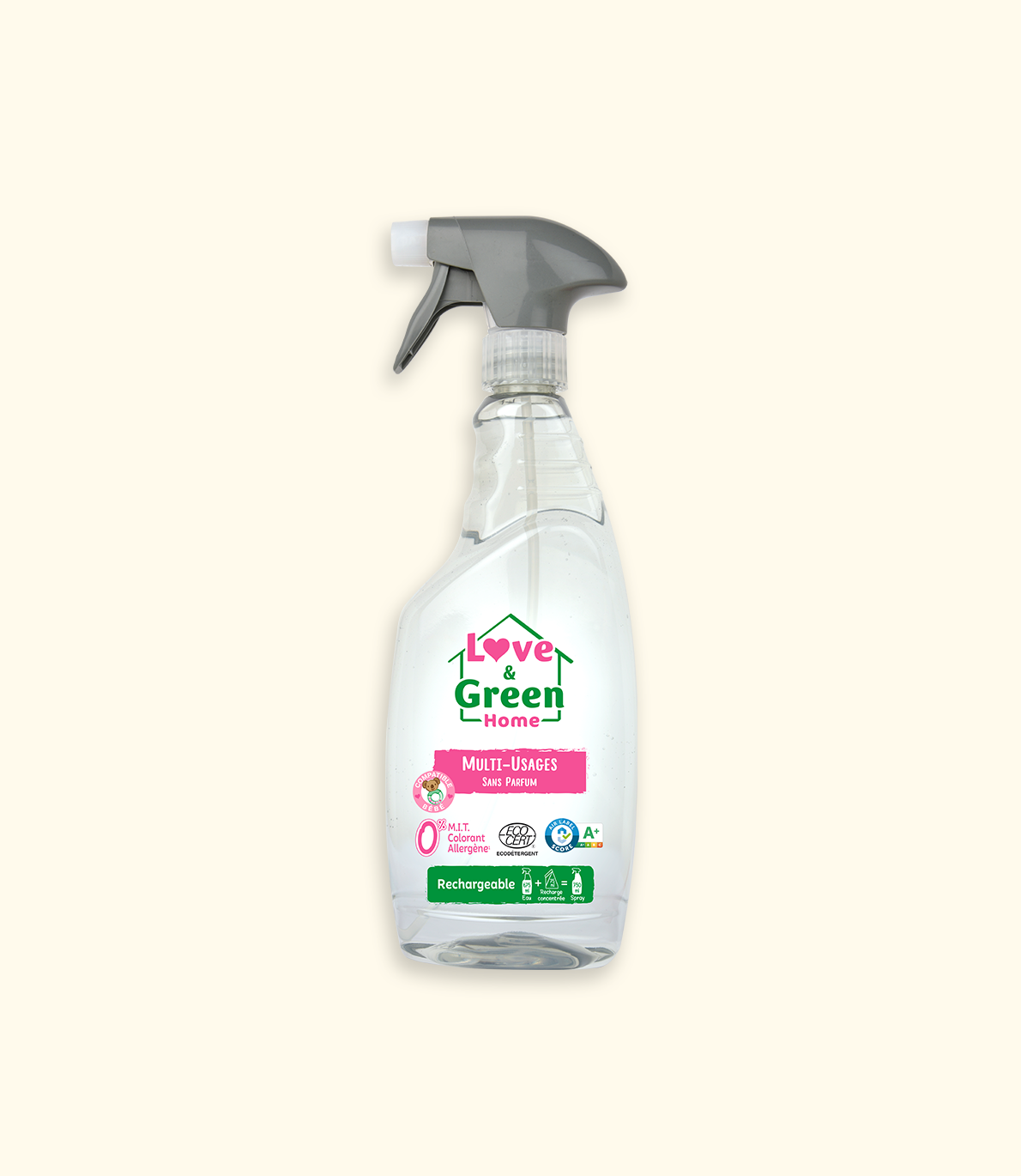 Gecertificeerde multi -gebruik Ecodétergent Cleanser zonder parfum - 750 ml