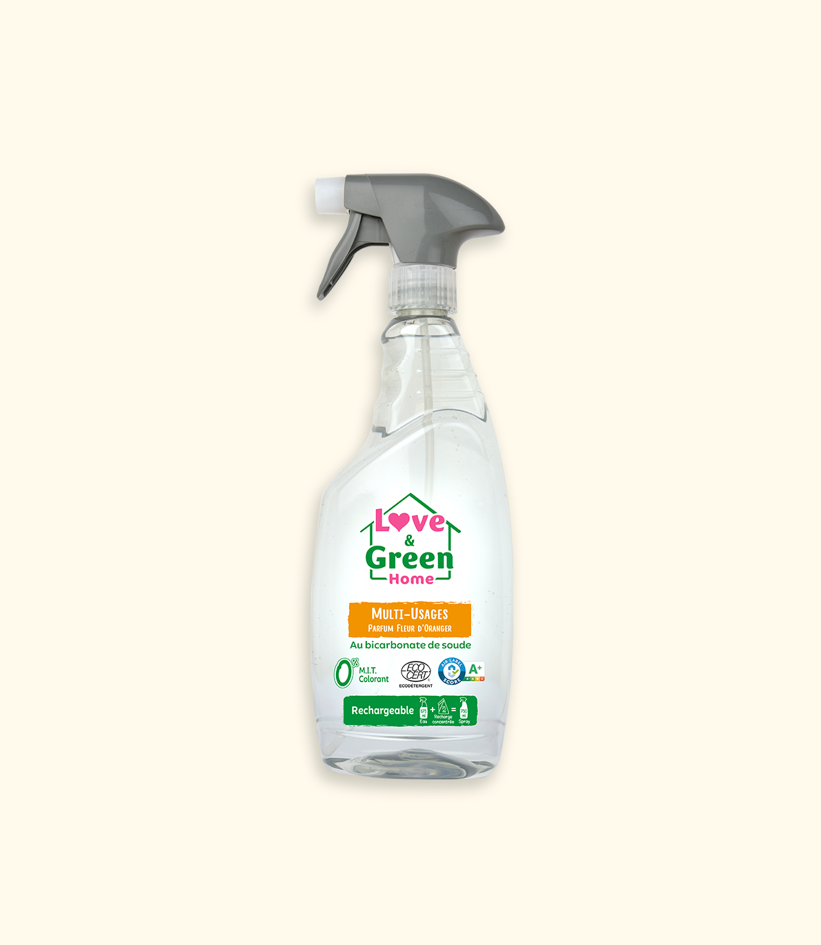 Multi -gebruiker Ecodétergent Certified Cleaner - Orange Blossom Parfum - met bakpoeder- 750 ml