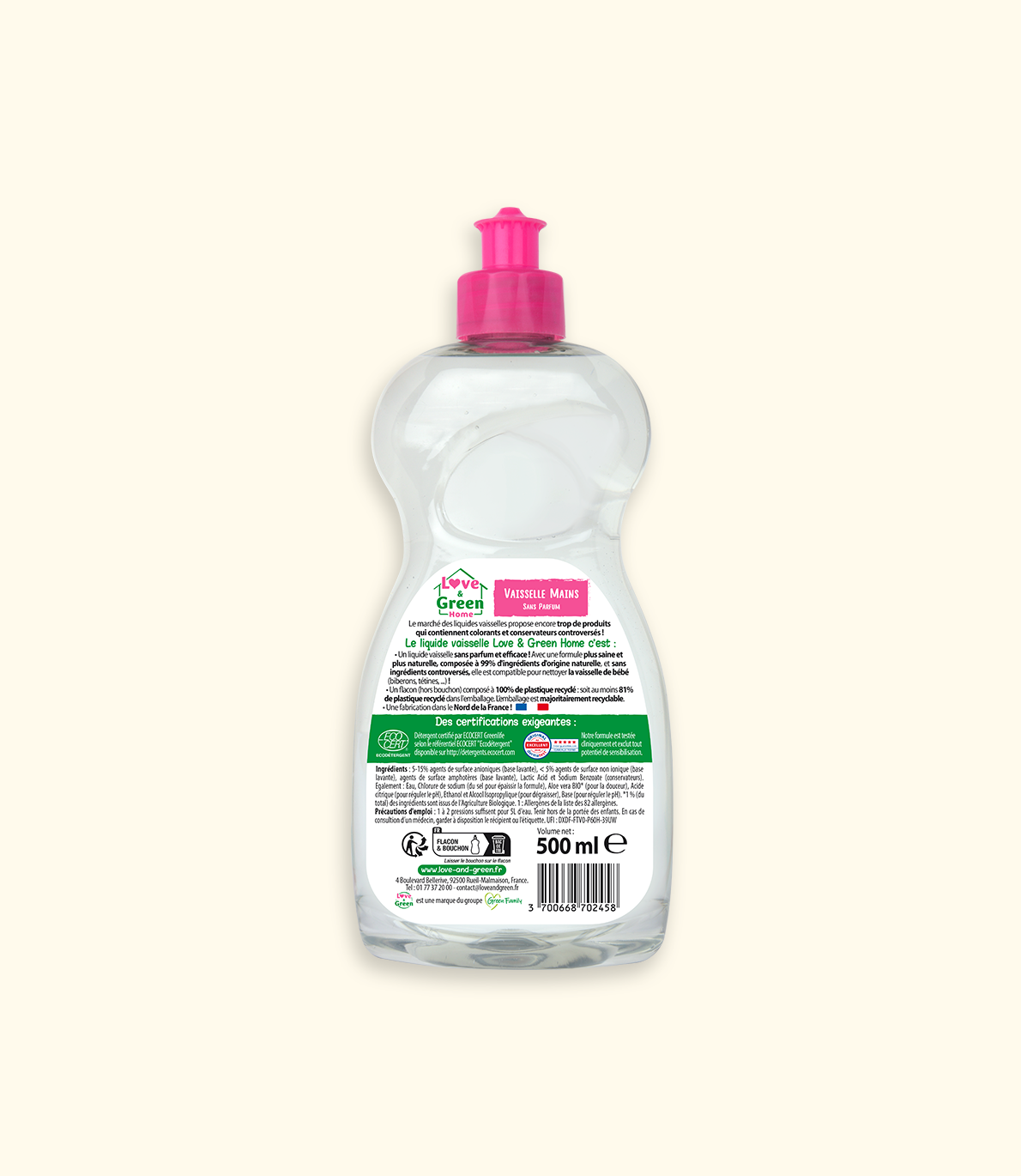 Ecodétergent Certified Handwashes, Ultra Degreasing - Perfume -Free - 500ml