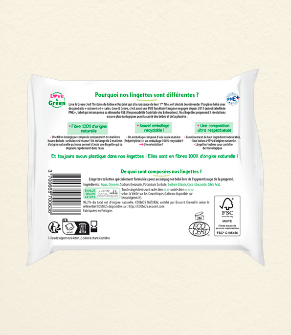 Set of 10 Ecological Toilet Wipes