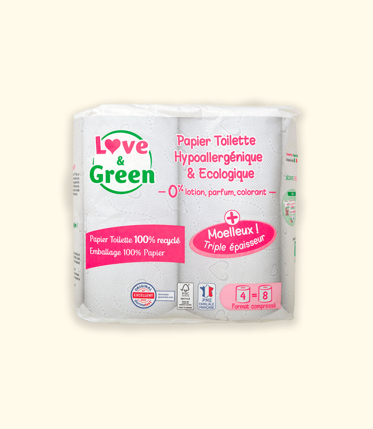 Hypoallergeen en ecologisch gerecycled toiletpapier – drievoudige dikte
