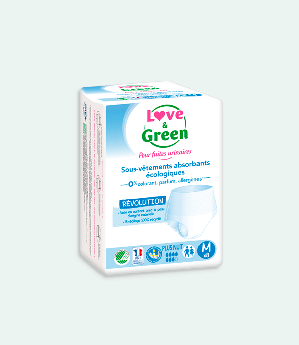 Ecologisch absorberend ondergoed tegen urineverlies PLUS NACHT - Maat M en L