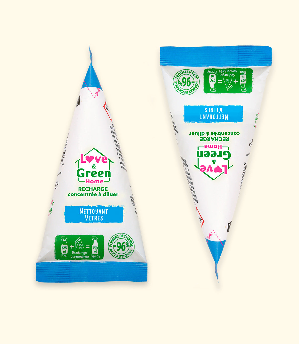 Pack de 2 Recharges concentrées à diluer Vitres certifiées écodétergent