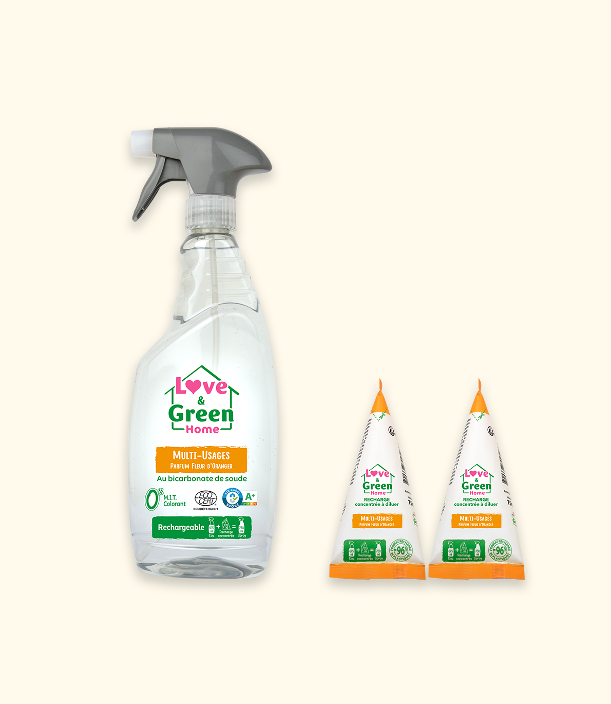 Pack :  Spray multi-usage avec parfum certifié écodétergent