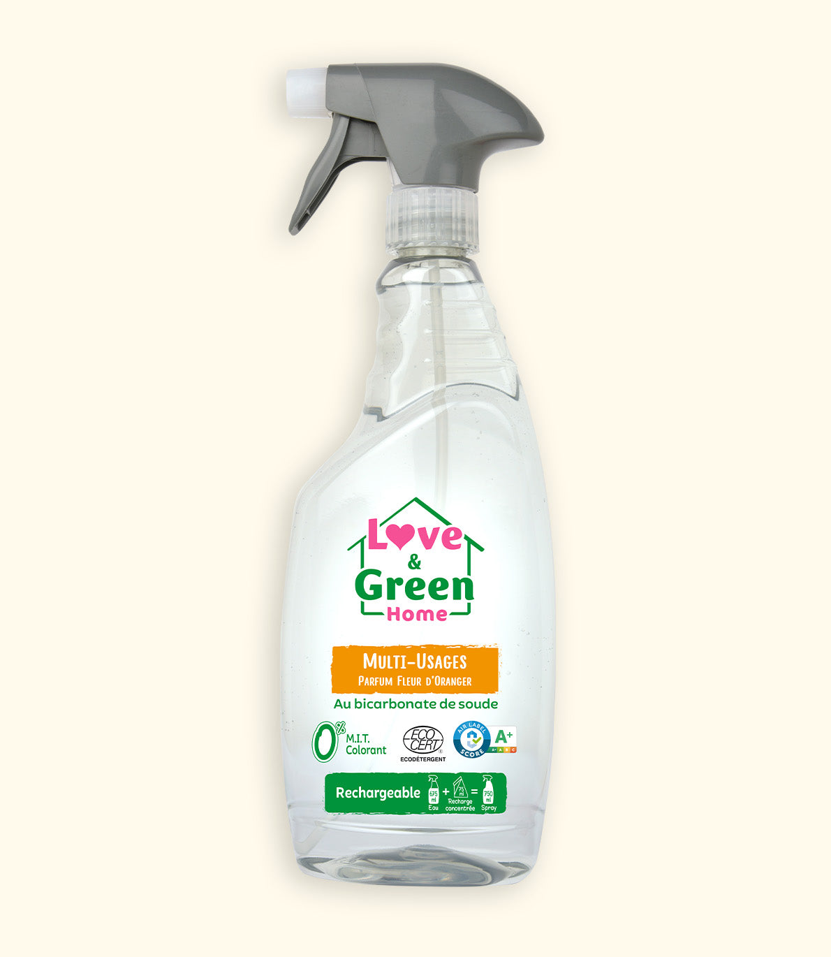 Multi -gebruiker Ecodétergent Certified Cleaner - Orange Blossom Parfum - met bakpoeder- 750 ml