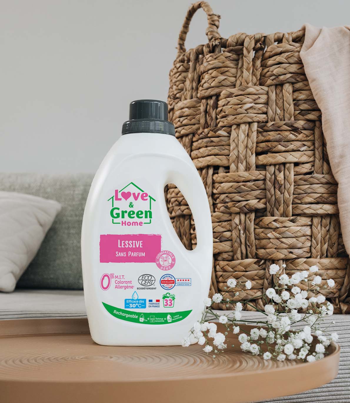 Lessive certifiée Ecodétergent sans Parfum - 1,5 L