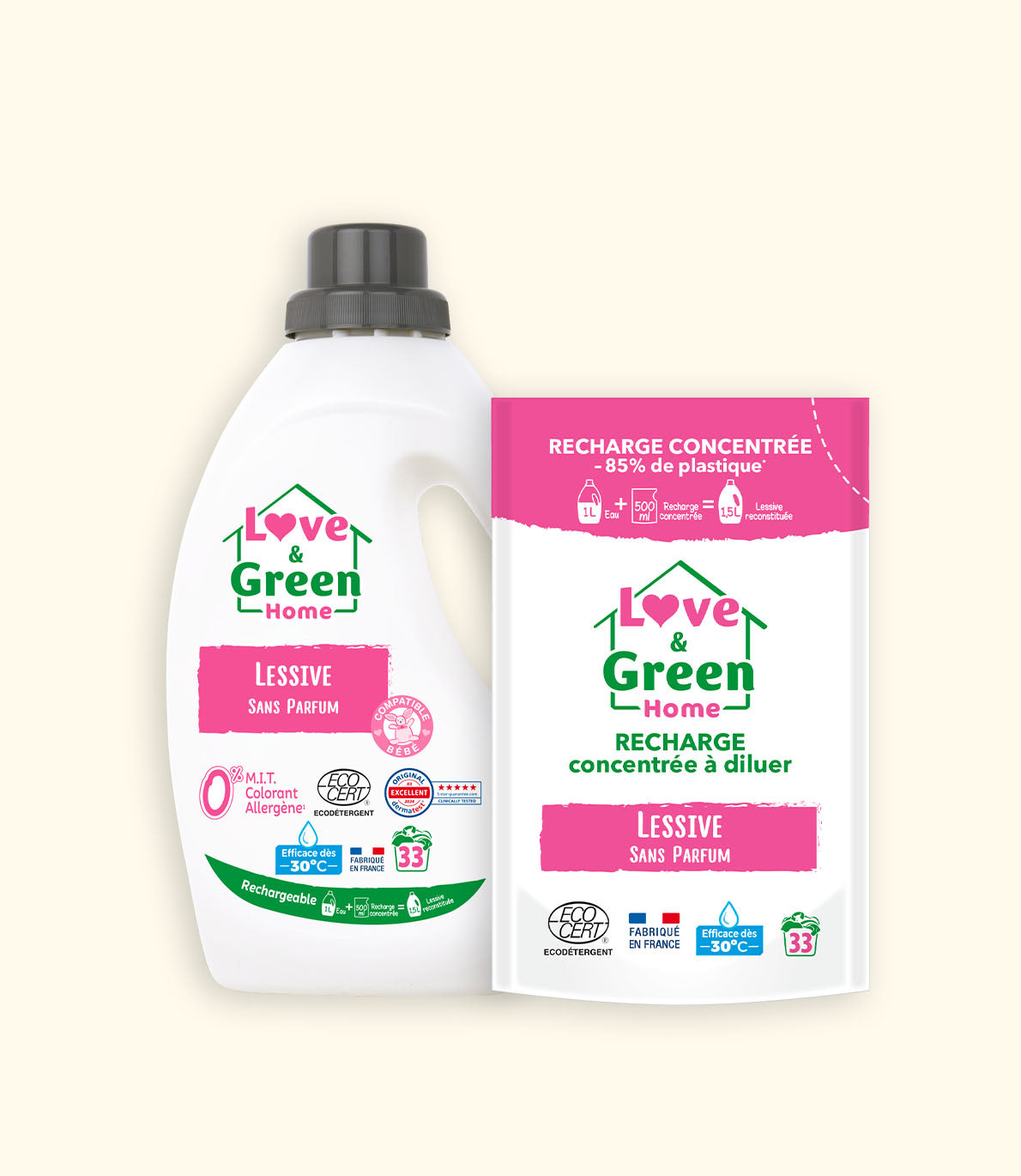 Lessive certifiée Ecodétergent sans Parfum - 1,5 L