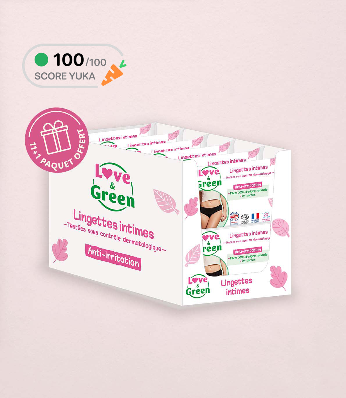 Lot de 12 Lingettes Intimes Apaisantes Écologiques