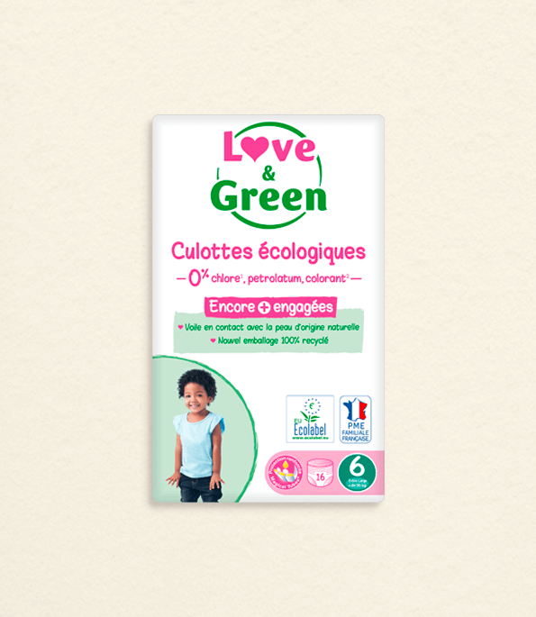 Couches-Culottes Hypoallergéniques et Ecologiques Taille 5 : 12-18 Kg LOVE  & GREEN